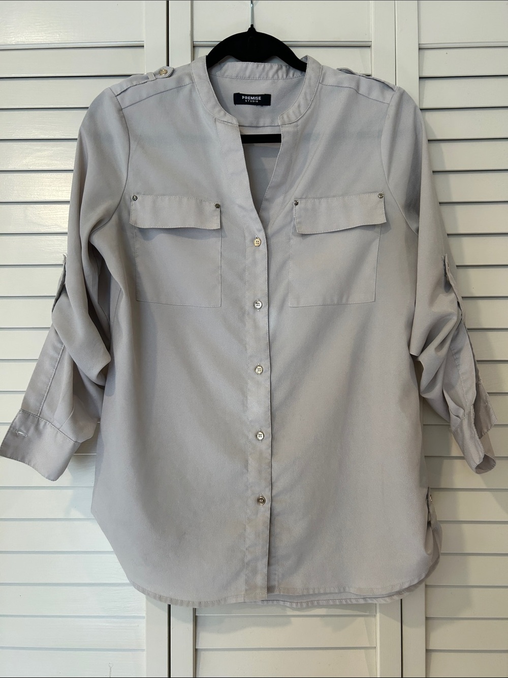 Premise Light Tan Button Down Shirt Size M